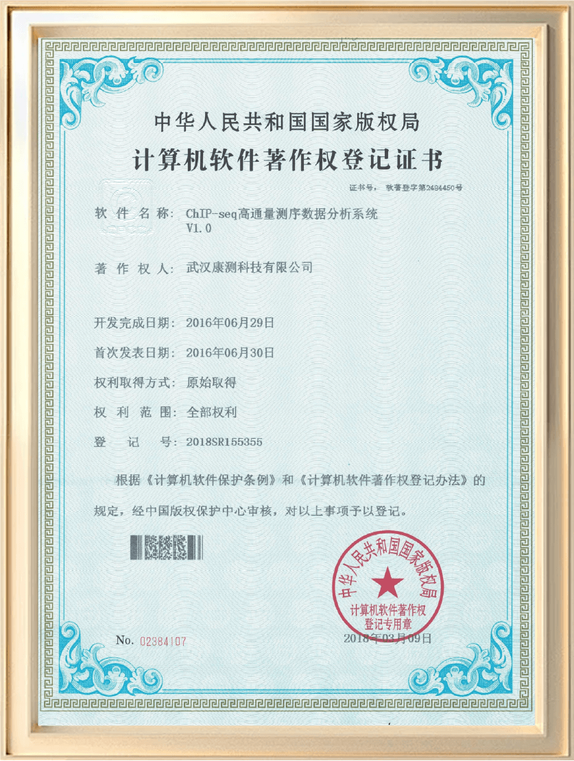 软件著作权：ChIP-seq高通量测序数据分析系统