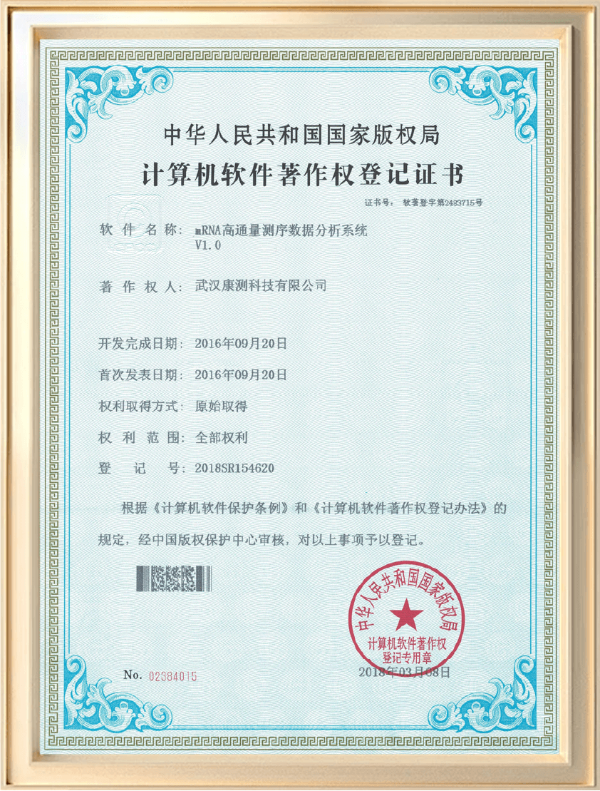 软件著作权：mRNA高通量测序数据分析系统