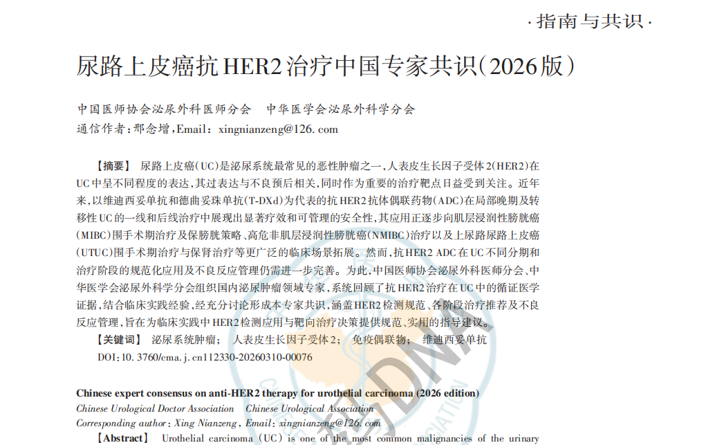 尿路上皮癌抗HER2治疗中国专家共识（2026版）